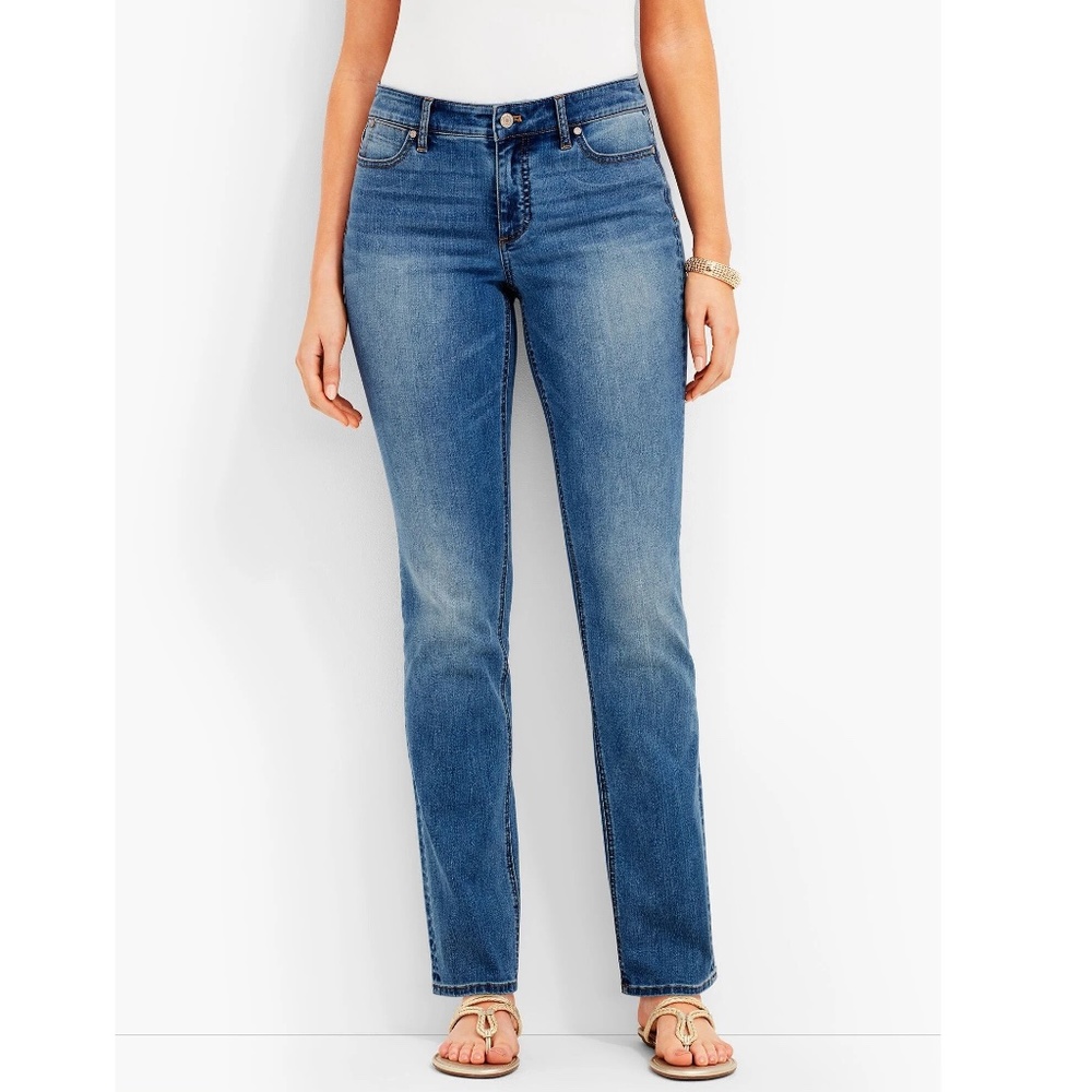 Talbots the Flawless Five Pocket Straight-Leg Curvy Fit/Lagoon Wash Jeans P692